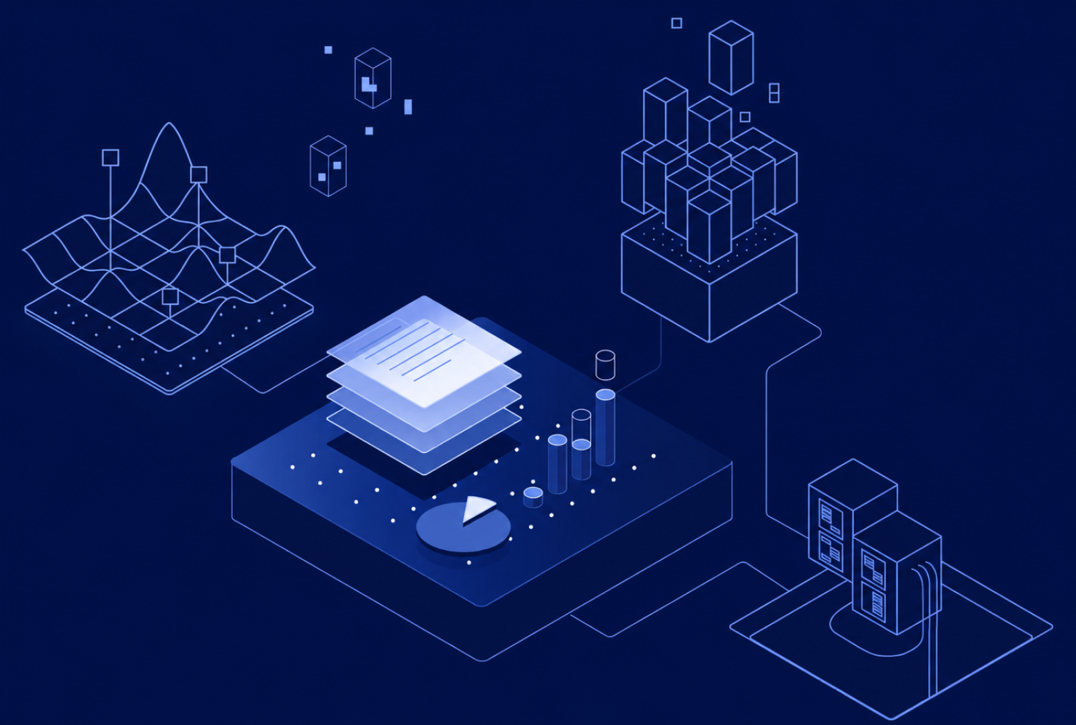 AI strategy and implementation network illustration